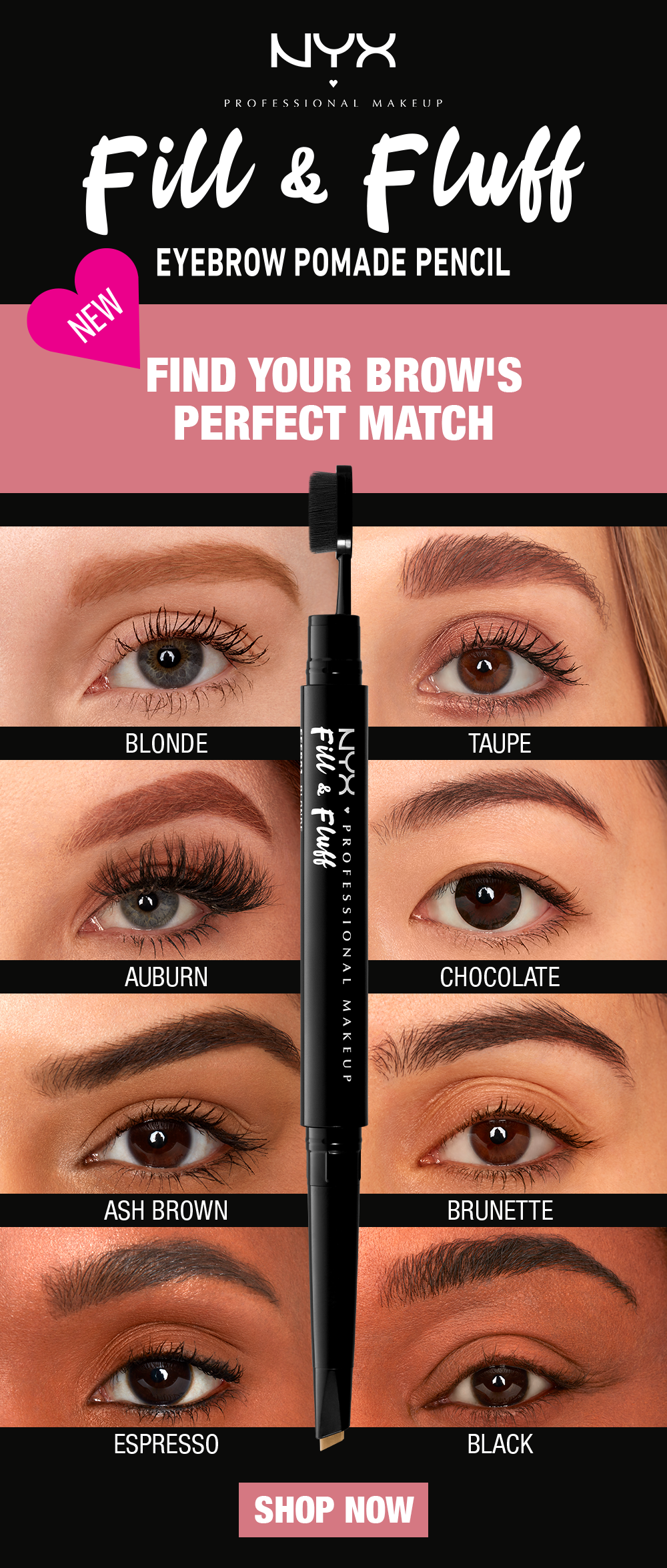 NYX Fill & Fluff Eyebrow Pomade Pencil - Shopping District