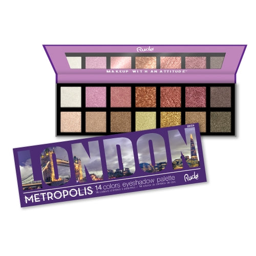 RUDE Metropolis 14 Color Eyeshadow Palette - London - Shopping District